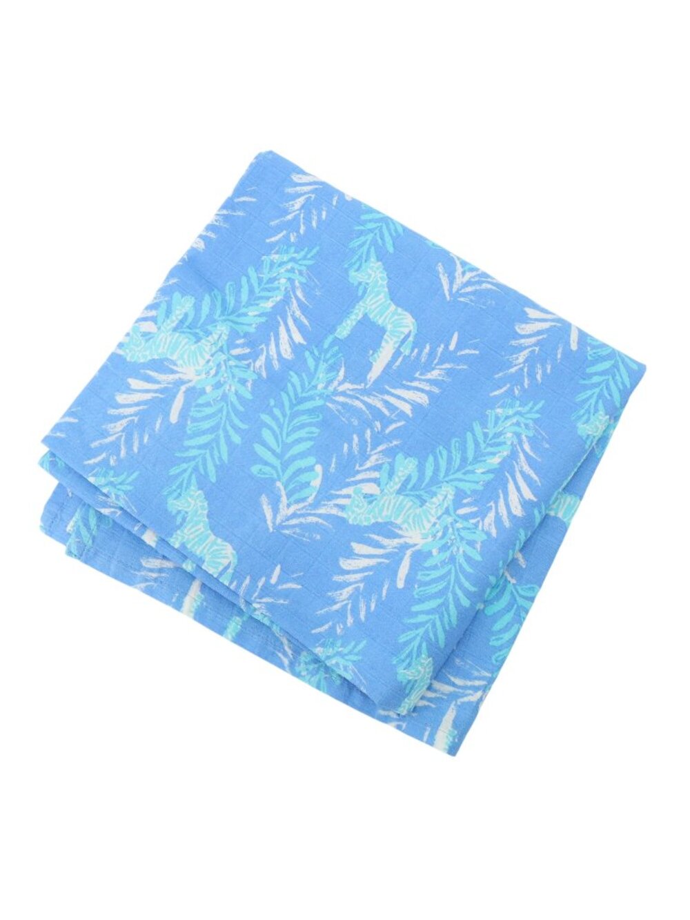 New Lilly Pulitzer Pottery Barn Kids Blue Zebra Print Muslin Swaddle Blanket
